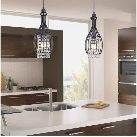 Modern Industrial Crystal Ceiling Pendant Hanging Light E26 Adjustable Height - Picture 6 of 6